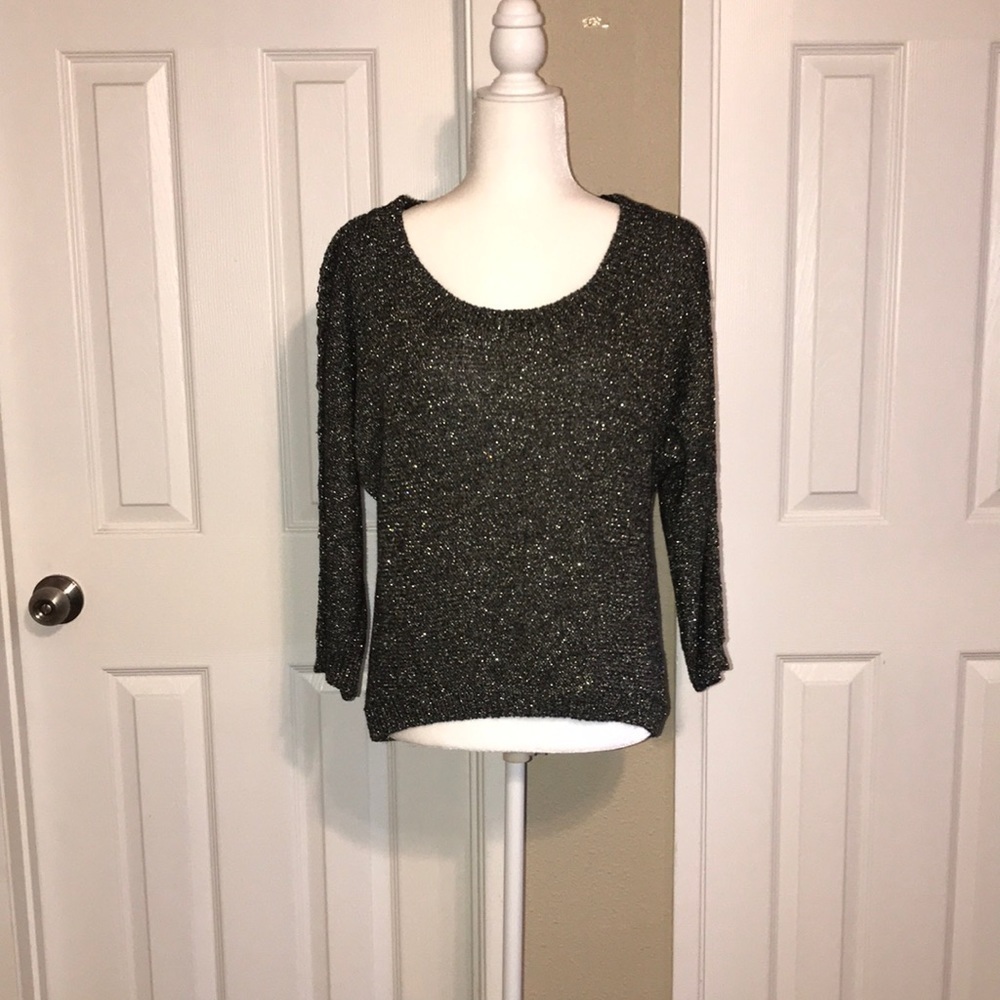 BCBGMAXAZRIA Tweeted Metallic Sweater Size Large